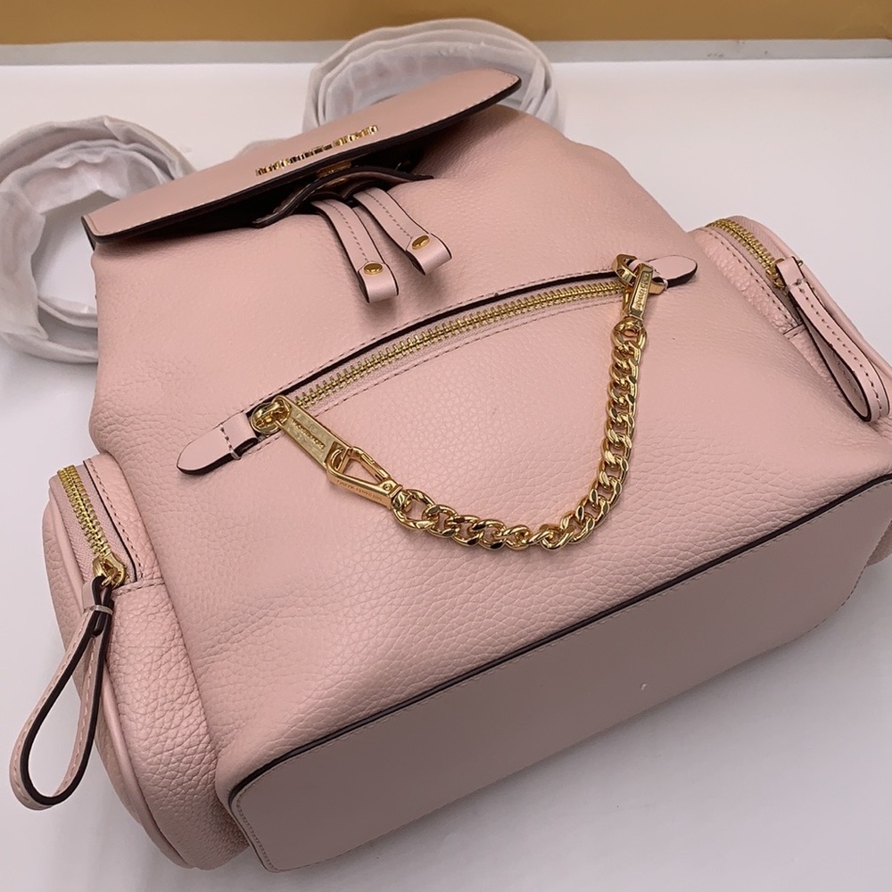 MICHAEL KORS 
Jet Set Medium Pebbled Leather Backpack POWDER BLUSH COLOR - Picture 13 of 16